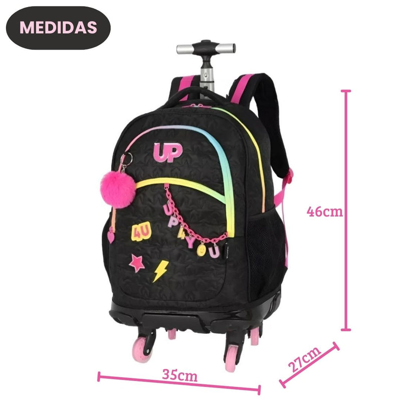 Mochila De Carrinho 360 Juvenil Volta as Aulas Escolar Espaçosa Notebook Infantil Rodinhas