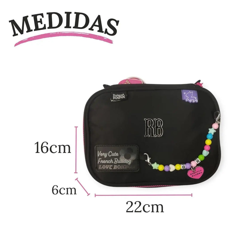 Estojo Box Rebecca Bonbon Miçangas Verde Claro Rosa Preto Roxo Juvenil Lápis Escolar Chaveiro Meninas Feminino Clio Megalomania