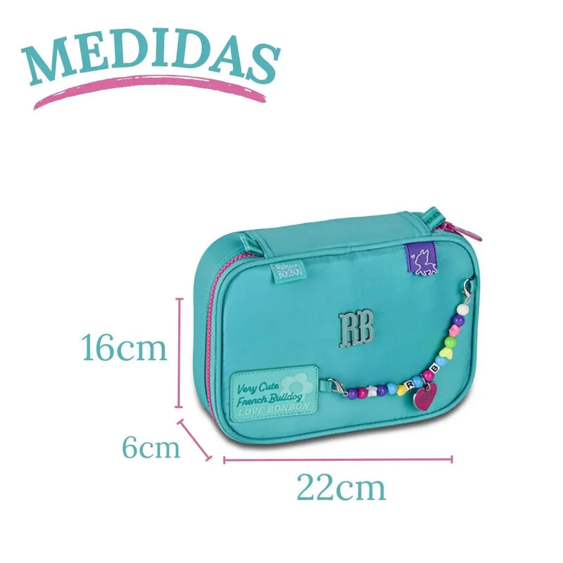 Estojo Box Rebecca Bonbon Miçangas Verde Claro Rosa Preto Roxo Juvenil Lápis Escolar Chaveiro Meninas Feminino Clio Megalomania