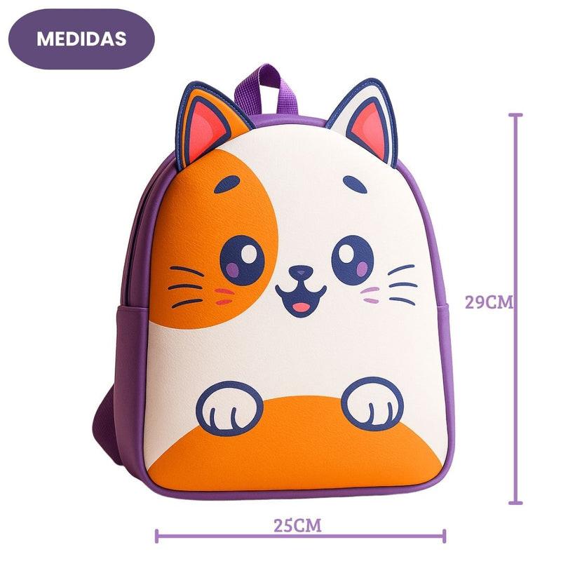 Mochila de Costas Gatinho Roxo Gato Bolsa Escolar Volta Às Aulas Feminina Meninas Juvenil Passeio
