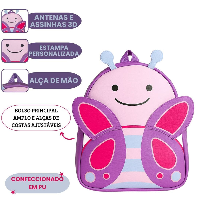 Mochila de Costas Borboleta Bolsa Escolar Volta Às Aulas Feminina Meninas Passeio Juvenil Infantil