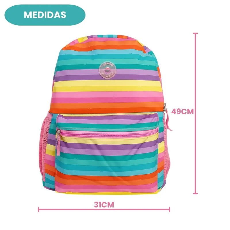 Mochila de Costas Escolar Juvenil Oficial Listrada Material Escolar Rosa - Clio Megalomania