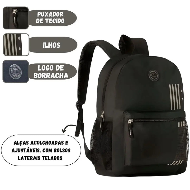 Mochila de Costas Escolar Sport com Bolsos Volta as Aulas  - Clio Megalomania