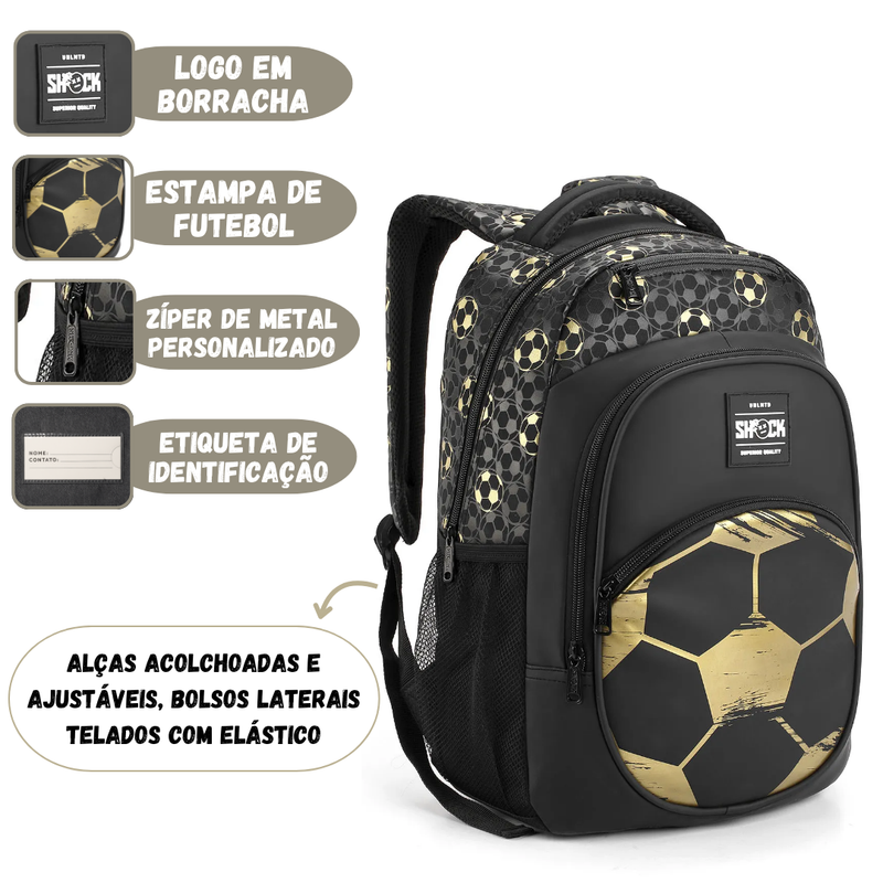 Mochila Grande Gamer e Futebol Seanite Shock MI41358 – Qualidade Seanite Original Escolar Menino Ponto Criativo