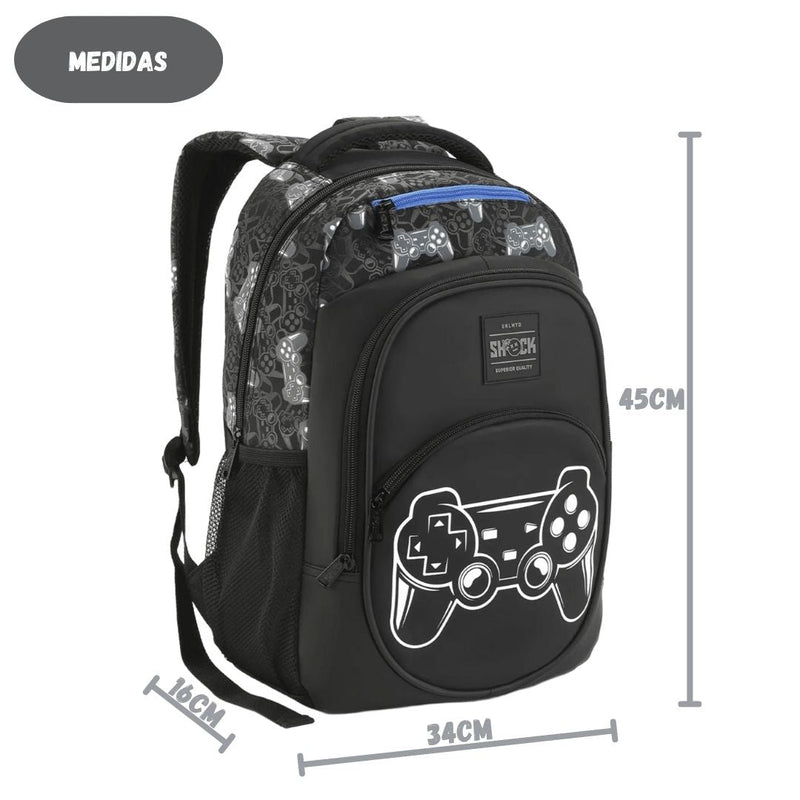 Mochila Grande Gamer e Futebol Seanite Shock MI41358 – Qualidade Seanite Original Escolar Menino Ponto Criativo