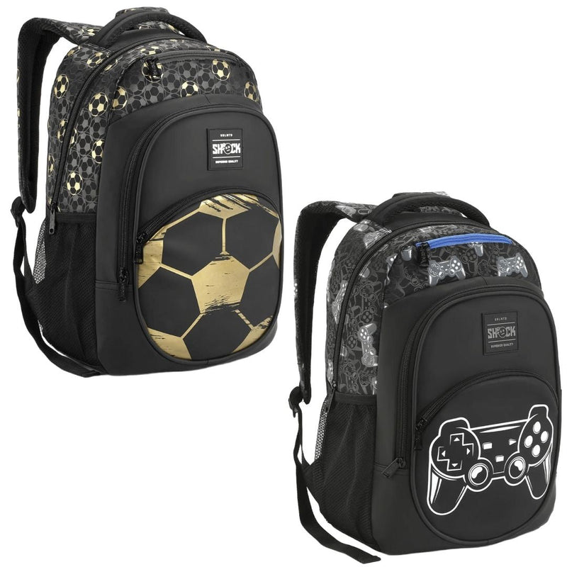 Mochila Grande Gamer e Futebol Seanite Shock MI41358 – Qualidade Seanite Original Escolar Menino Ponto Criativo