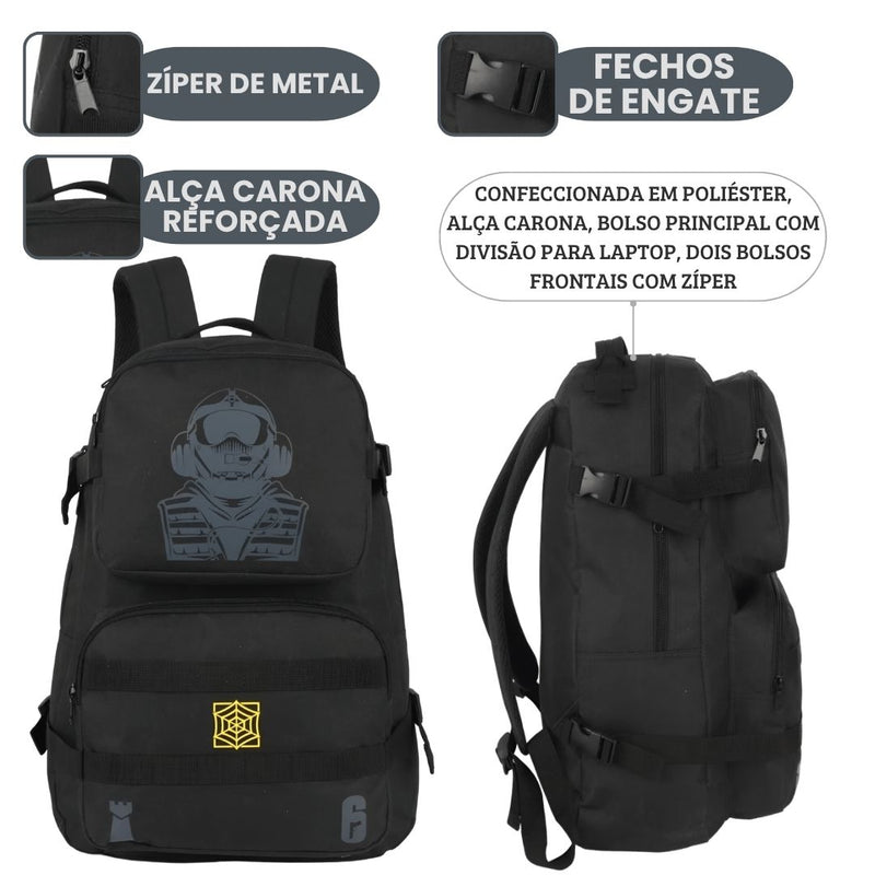 Mochila de Costas Rainbow Six Siege Militar Passeio Camping Gamer Resistente Faculdade Funcional