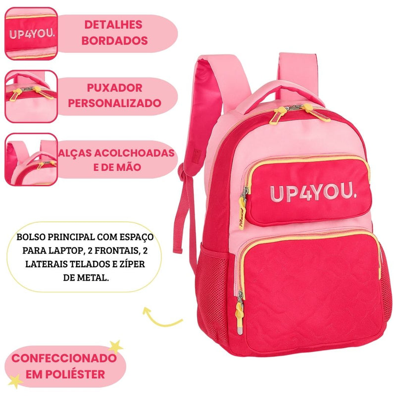 Mochila de Costas Escolar Feminina Passeio Menina Notebook Volta as Aulas Resistente Juvenil Ponto Criativo