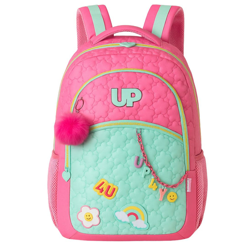 Mochila de Costas Juvenil Escolar Up4You Meninas Chaveiros Volta às Aulas Notebook Estudo Espaçosa