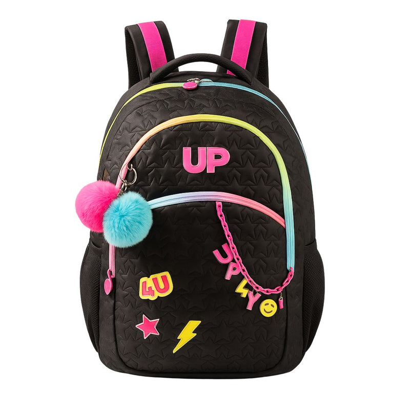 Mochila de Costas Juvenil Escolar Up4You Meninas Chaveiros Volta às Aulas Notebook Estudo Espaçosa