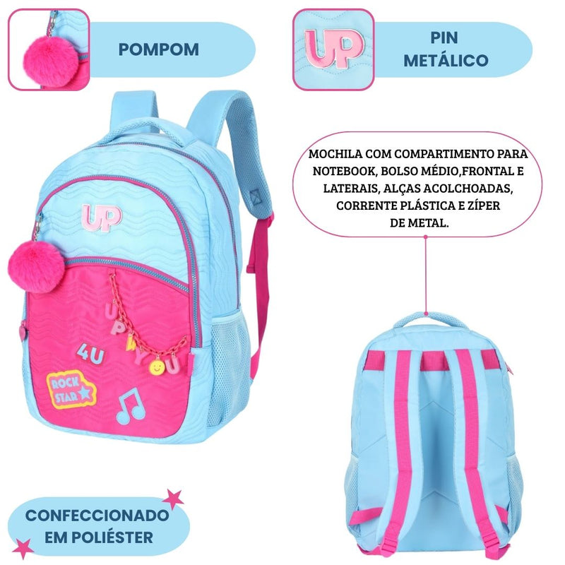 Mochila de Costas Feminina Escolar Passeio Notebook Volta Aulas Menina Juvenil Estilosa Ponto Criativo