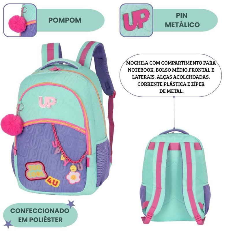 Mochila de Costas Feminina Escolar Passeio Notebook Volta Aulas Menina Juvenil Estilosa Ponto Criativo