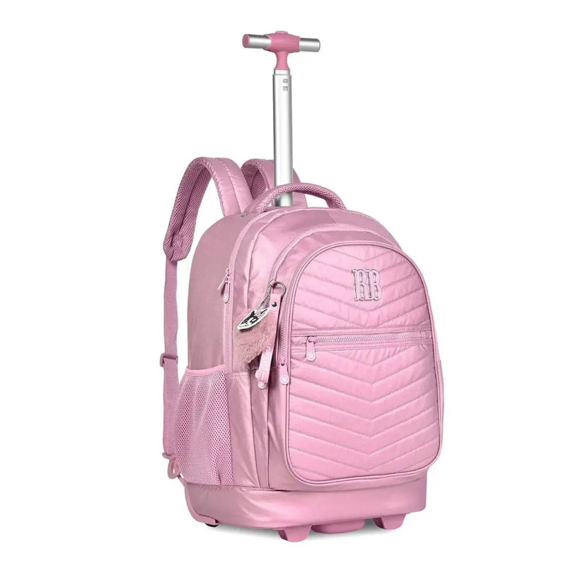 Kit Mochila de Carrinho Mala Bolsa Lancheira Térmica Duas Alças Estojo Box Rosa Femino Escolar Lanchinho Rebecca Bonbon Clio Megalomania