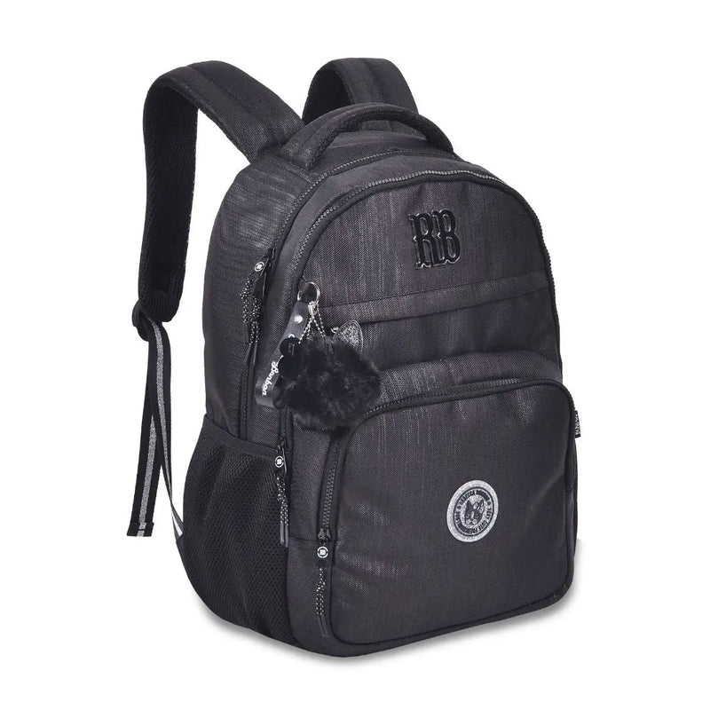 Kit Mochila Carrinho Rebecca Bonbon Preto Estojo Box Feminino Juvenil Escolar Meninas Clio Megalomania