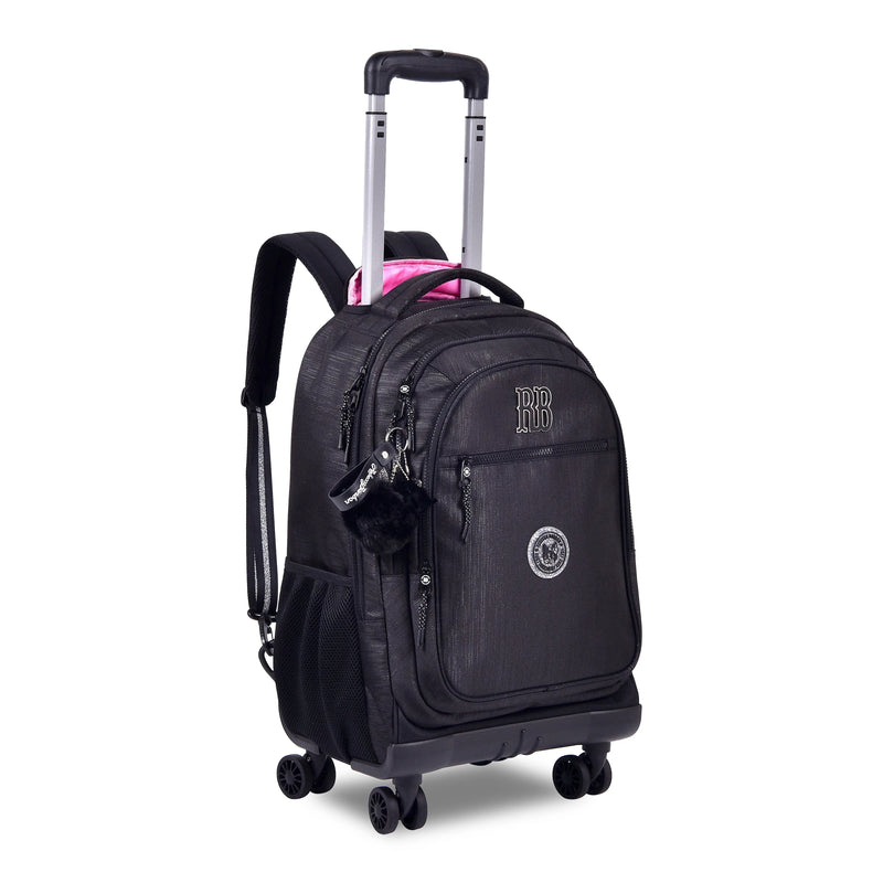 Mochila Carrinho Rebecca Bonbon Preto Juvenil Escolar Feminino Meninas Chaveiro Clio Megalomania