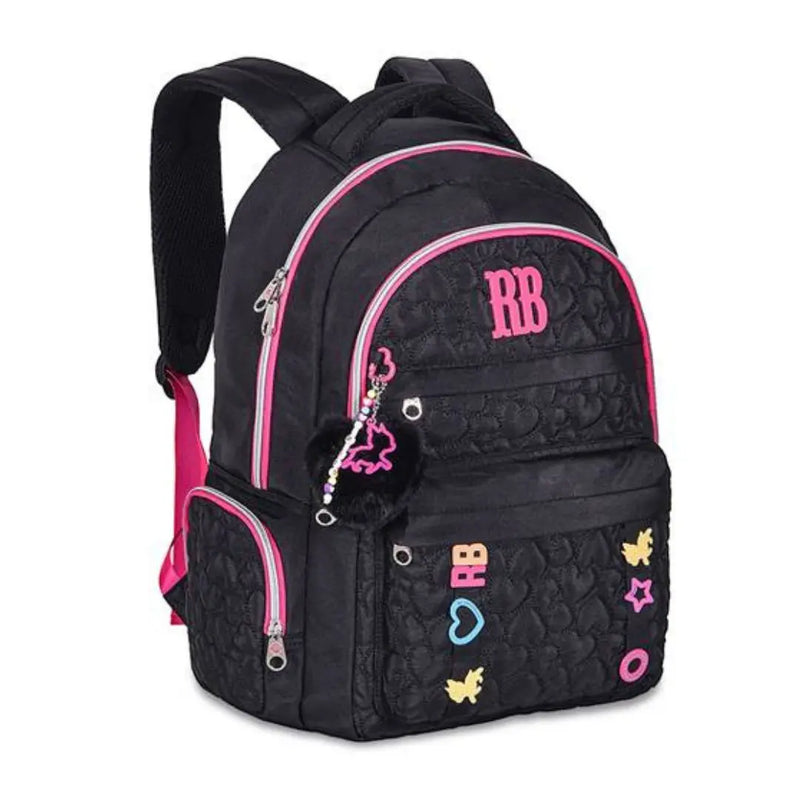 Mochila Costas Rebecca Bonbon Preto Rosa Roxo Azul Feminino Escolar Menina Chaveiro Clio Megalomania