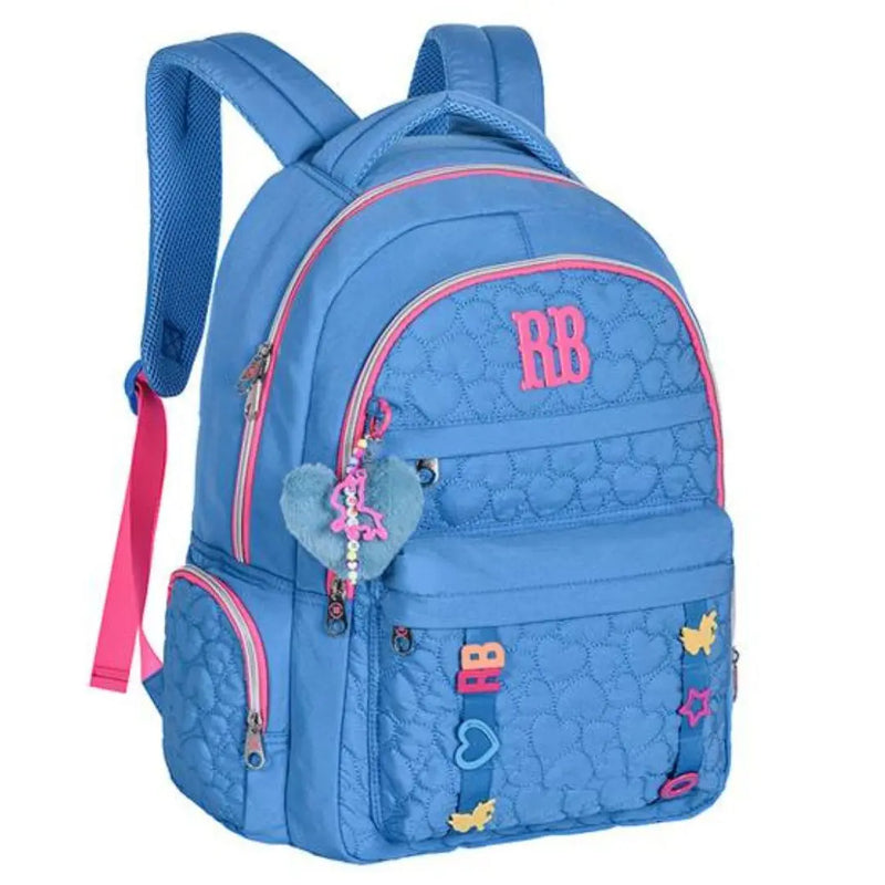 Mochila Costas Rebecca Bonbon Preto Rosa Roxo Azul Feminino Escolar Menina Chaveiro Clio Megalomania