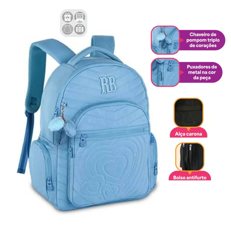 Mochila Costas Rebecca Bonbon Rosa Roxo Azul Verde Meninas Adolescente Chaveiro Juvenil Escolar Estudos Clio Megalomania