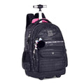 Mochila Carrinho Rebecca Bonbon Holografica Preto Lilás Rosa Claro Juvenil Escolar Meninas Clio Megalomania