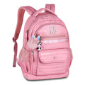 Mochila Costas Rebecca Bonbon Holográfica Adolescente Juvenil Feminina Preto Lilás Rosa Claro Escolar Grande Chaveiro Colorida Clio Megalomania