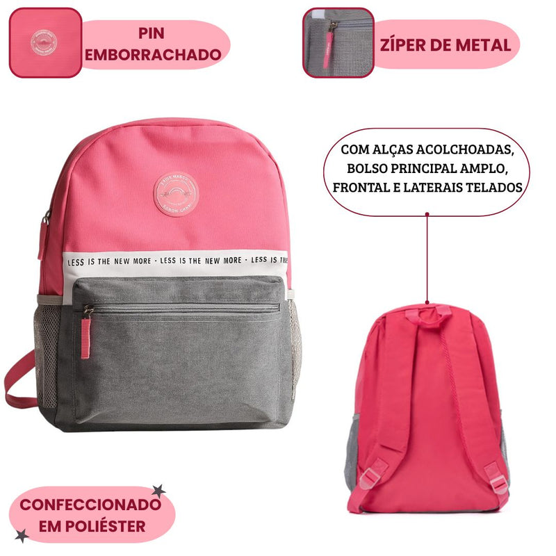 Mochila de Costas Simples Unissex Juvenil Faculdade Escolar Básica Passeio Estudo Volta às Aulas