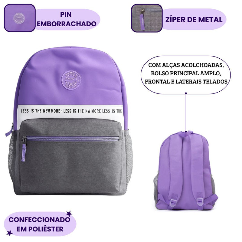 Mochila de Costas Simples Unissex Juvenil Faculdade Escolar Básica Passeio Estudo Volta às Aulas