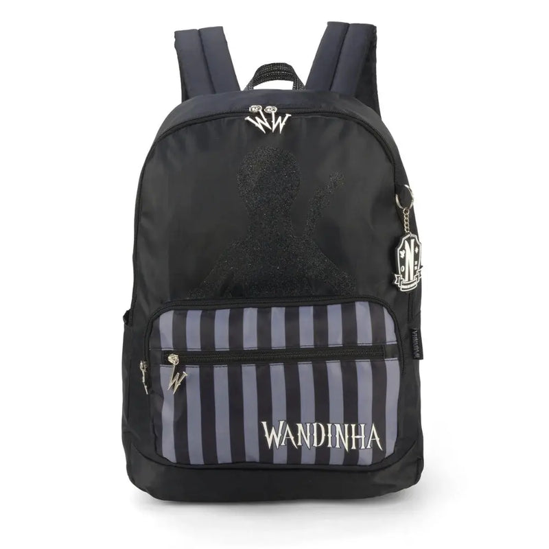 Mochila de Costas Preta Escolar Juvenil Listrada - Luxcel Megalomania