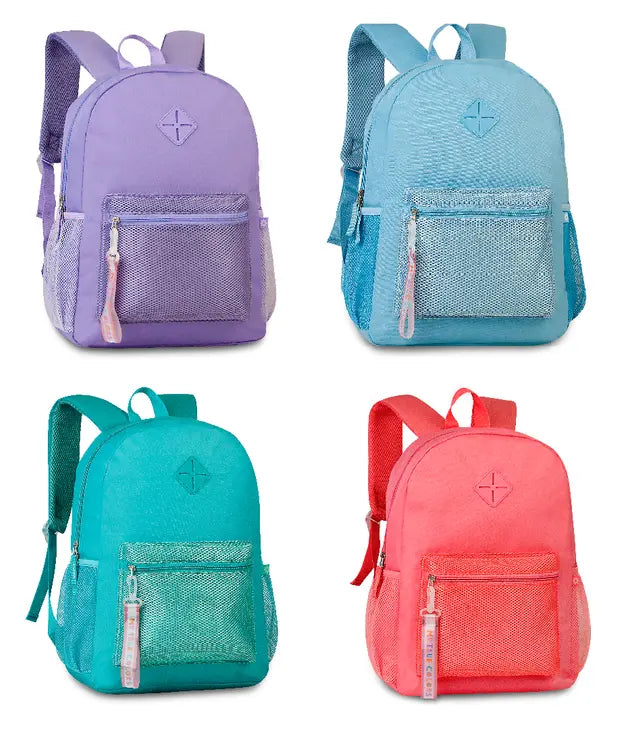 Mochila de Costas 17'' Juvenil Escolar Azul Cores Pastel Menina - Clio Megalomania