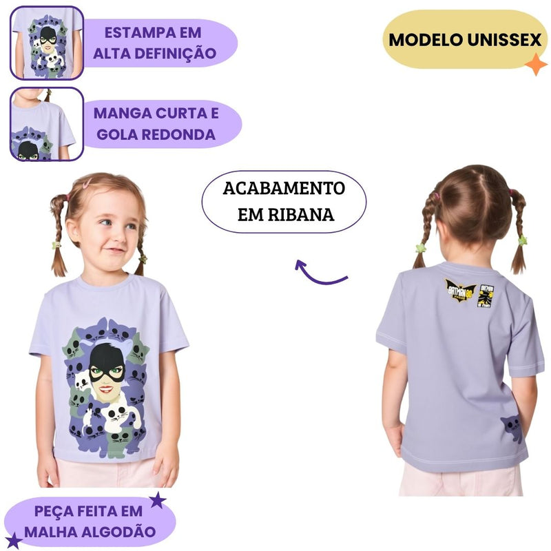 Camiseta Infantil Mulher Gato Presente Dc Comics Batman Quadrinhos Menina