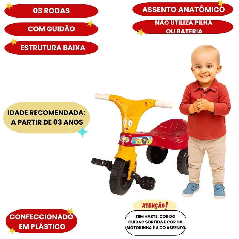 Carrinho de Passeio Pedal Infantil Motika Vermelho Criança Brinquedo Resistente Megalomania