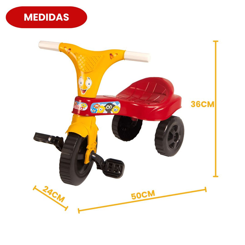 Carrinho de Passeio Pedal Infantil Motika Vermelho Criança Brinquedo Resistente Megalomania
