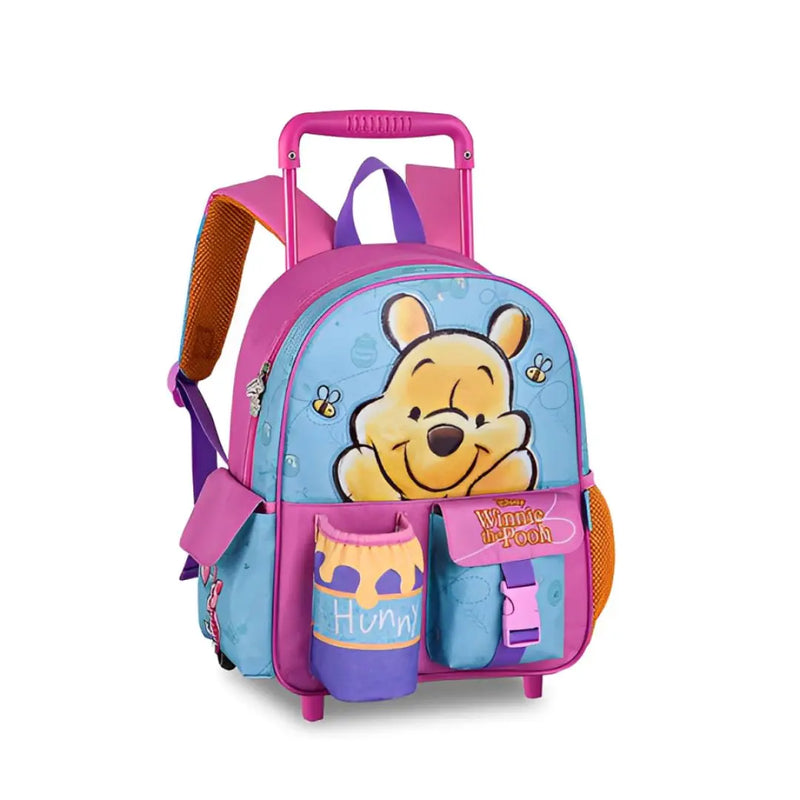Mochila Carrinho Ursinho Pooh Escolar Colorida Bolsa Mala Infantil Crianças Clio Megalomania