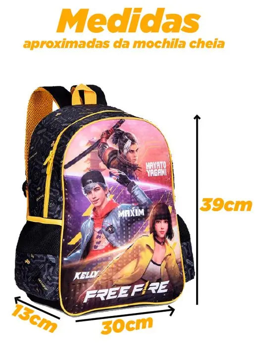 Mochila de Costas Escolar Gamer Infantil BattleRoyale Menino Garena Free Fire - Clio Megalomania