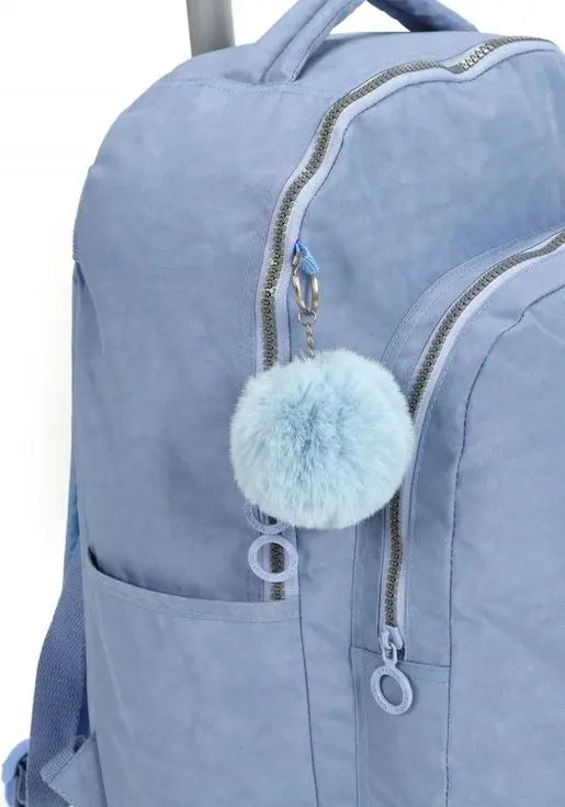 Mochila com Rodas Escolar Juvenil com Bolso Frontal Azul Resistente com Pompom Azul Up4You - Luxcel Megalomania