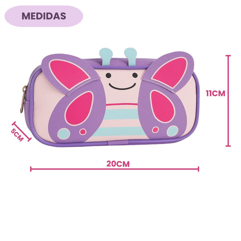 Necessaire Borboleta Roxo 3D Organização Viagem Presente Personalizada Menina Criança Juvenil