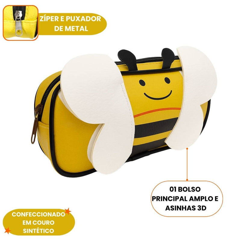 Necessaire Abelha Amarelo Personalizada Mel Menina Juvenil Organização Presente Passeio Estilo