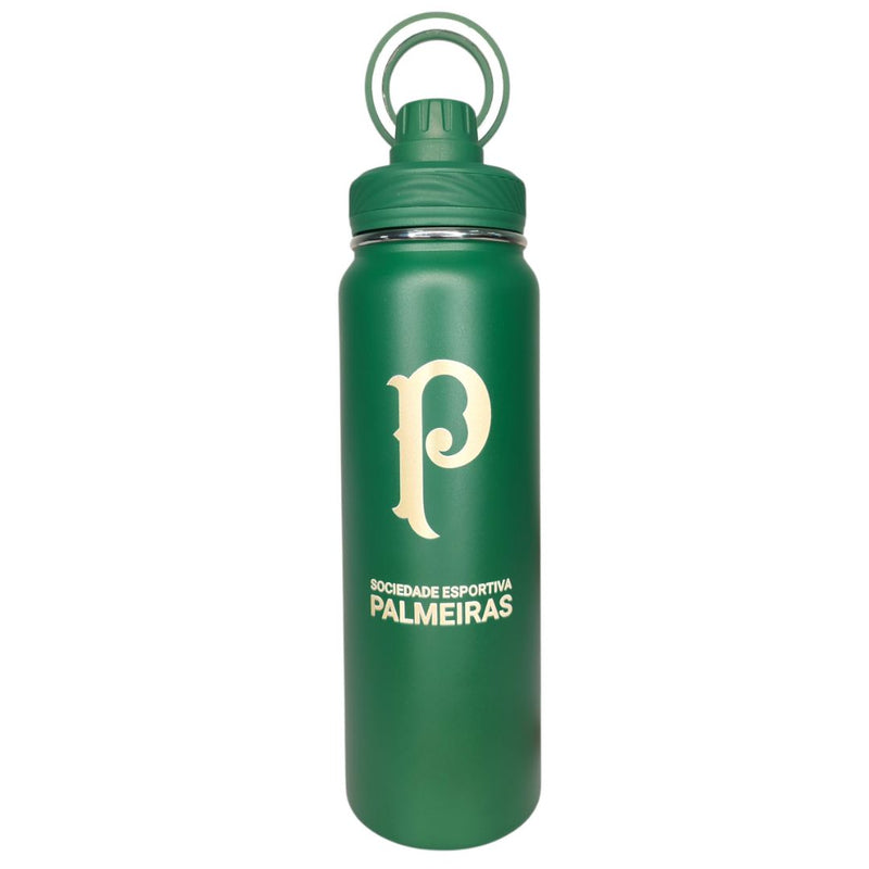 Garrafa Térmica de Time Palmeiras de Metal Verdão Aço Inox Presente Verde de Rosca 850ML Água Chá