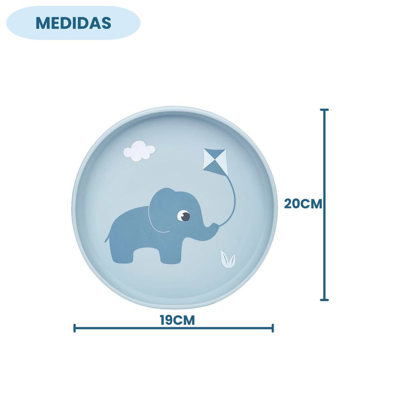 Pratinho Silicone Azul Ventosa Cloudy Bebê Infantil Introdução Alimentar Mamãe BPA Free Maternidade Buba