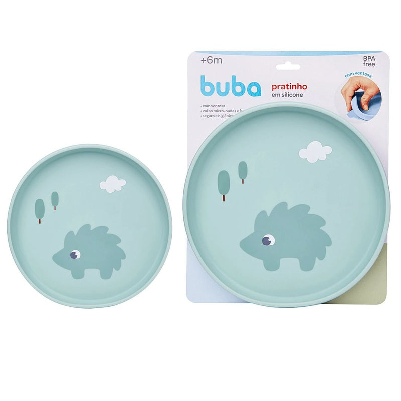 Pratinho Silicone Verde Ventosa Cloudy Bebê Infantil Introdução Alimentar Mamãe BPA Free Maternidade Buba