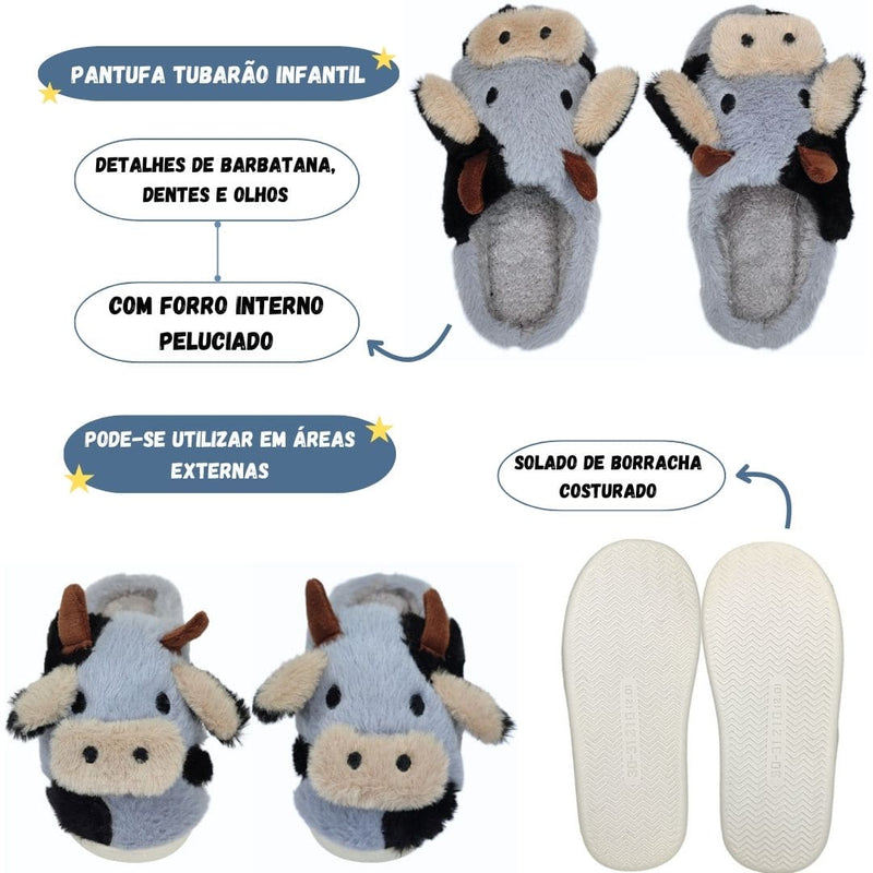 Pantufa Chinelo de Quarto Infantil Menino Menina Boiadeira Vaquejada Inverno Frio Megalomania