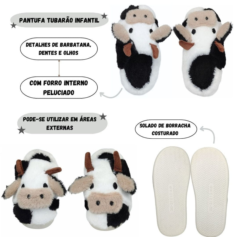 Pantufa Chinelo Vaquinha Boiadeira Tricolor Menina Infantil Inverno Peluciado Megalomania
