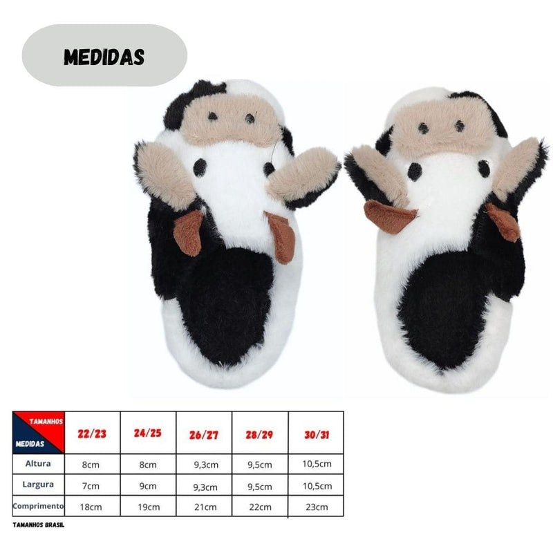 Pantufa Chinelo Vaquinha Boiadeira Tricolor Menina Infantil Inverno Peluciado Megalomania