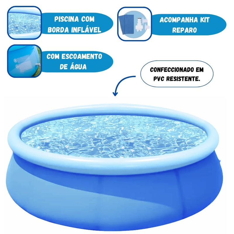 Piscina Inflável Redonda Adulto Criança 240cm x 63cm 2074 Litros Verão Natação Mergulho Megalomania