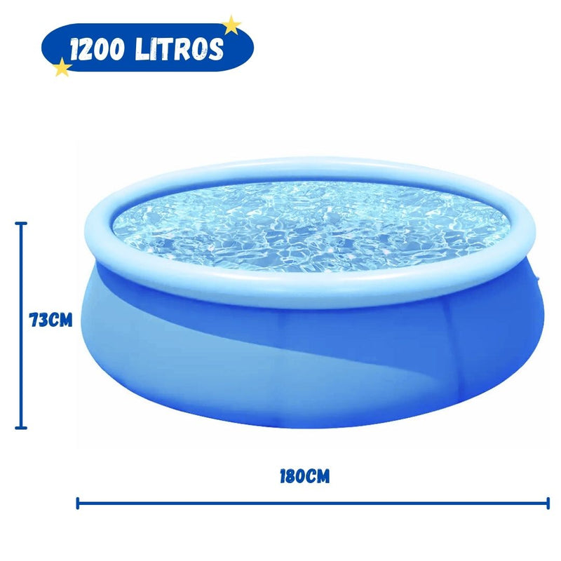 Piscina Inflável Redonda 1200 Litros 180cm x 73cm Adulto Criança Verão Megalomania