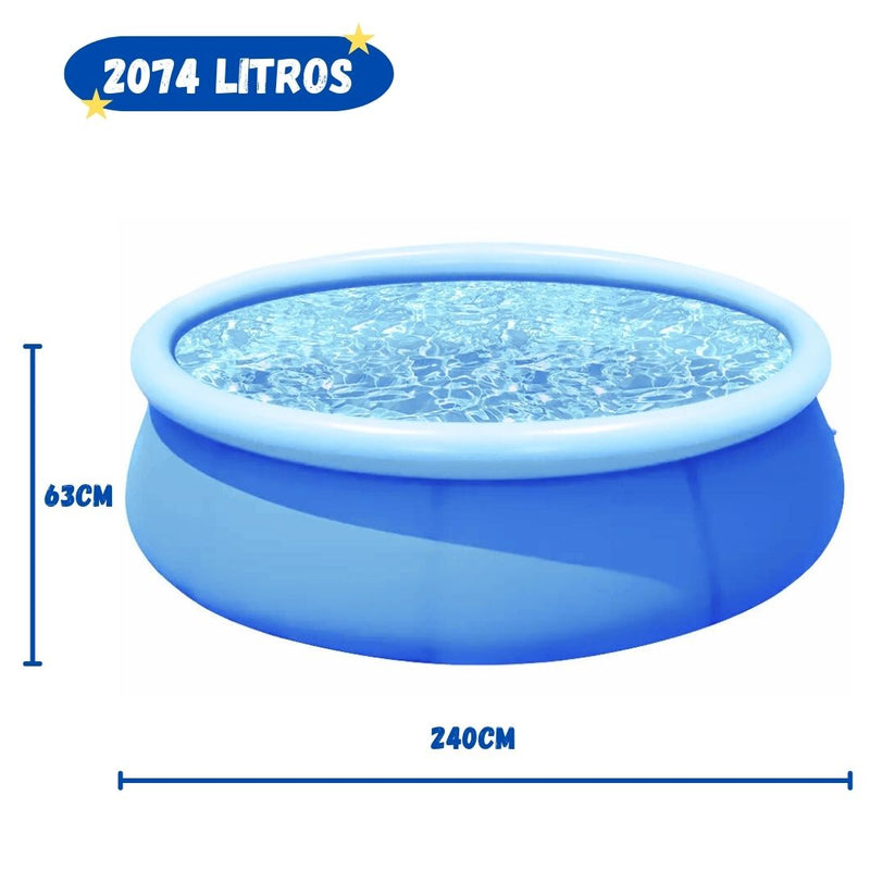 Piscina Inflável Redonda Adulto Criança 240cm x 63cm 2074 Litros Verão Natação Mergulho Megalomania