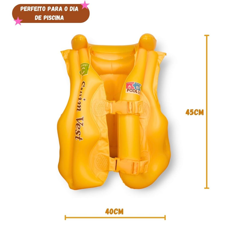 Colete Inflável Infantil Piscina Mar Verão Segurança Salva Vidas Tamanho P 45cmx40cm Megalomania