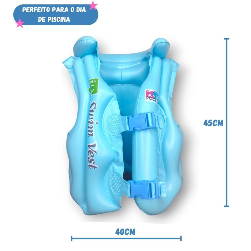 Colete Inflável Infantil Piscina Mar Verão Segurança Salva Vidas Tamanho P 45cmx40cm Megalomania