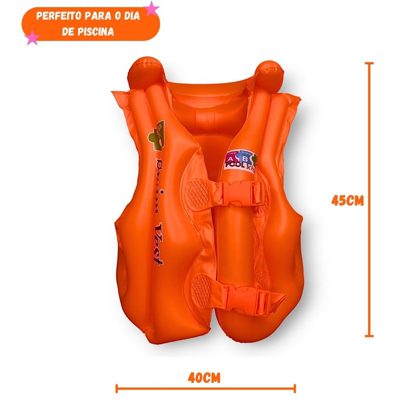 Colete Inflável Infantil Piscina Mar Verão Segurança Salva Vidas Tamanho P 45cmx40cm Megalomania
