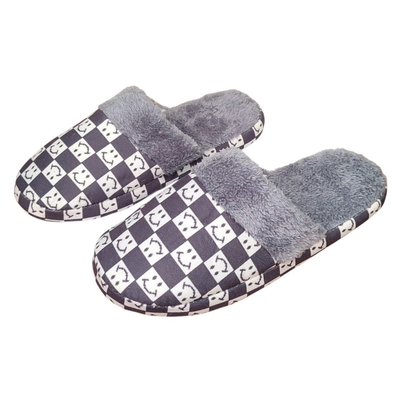 Pantufa Chinelo Cinza Quarto Adulto Inverno Frio Xadrez Presente Megalomania