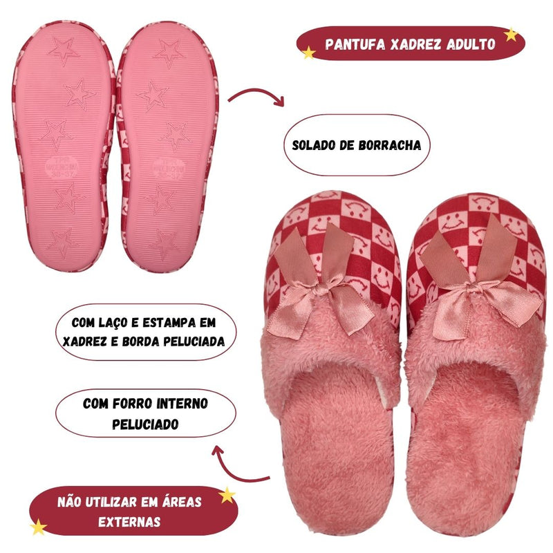 Pantufa Peluciada Quarto Chinelo Adulto Feminino Inverno Vinho Presente Namorados Megalomania